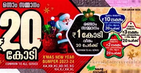Kerala X'mas New Year Bumper Lottery results: First prize.